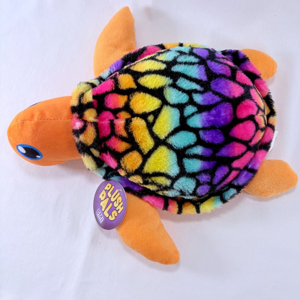 BMI Merchandise Plush Pals Sea Turtle 12" Orange Rainbow Mosaic Stuffed Animal